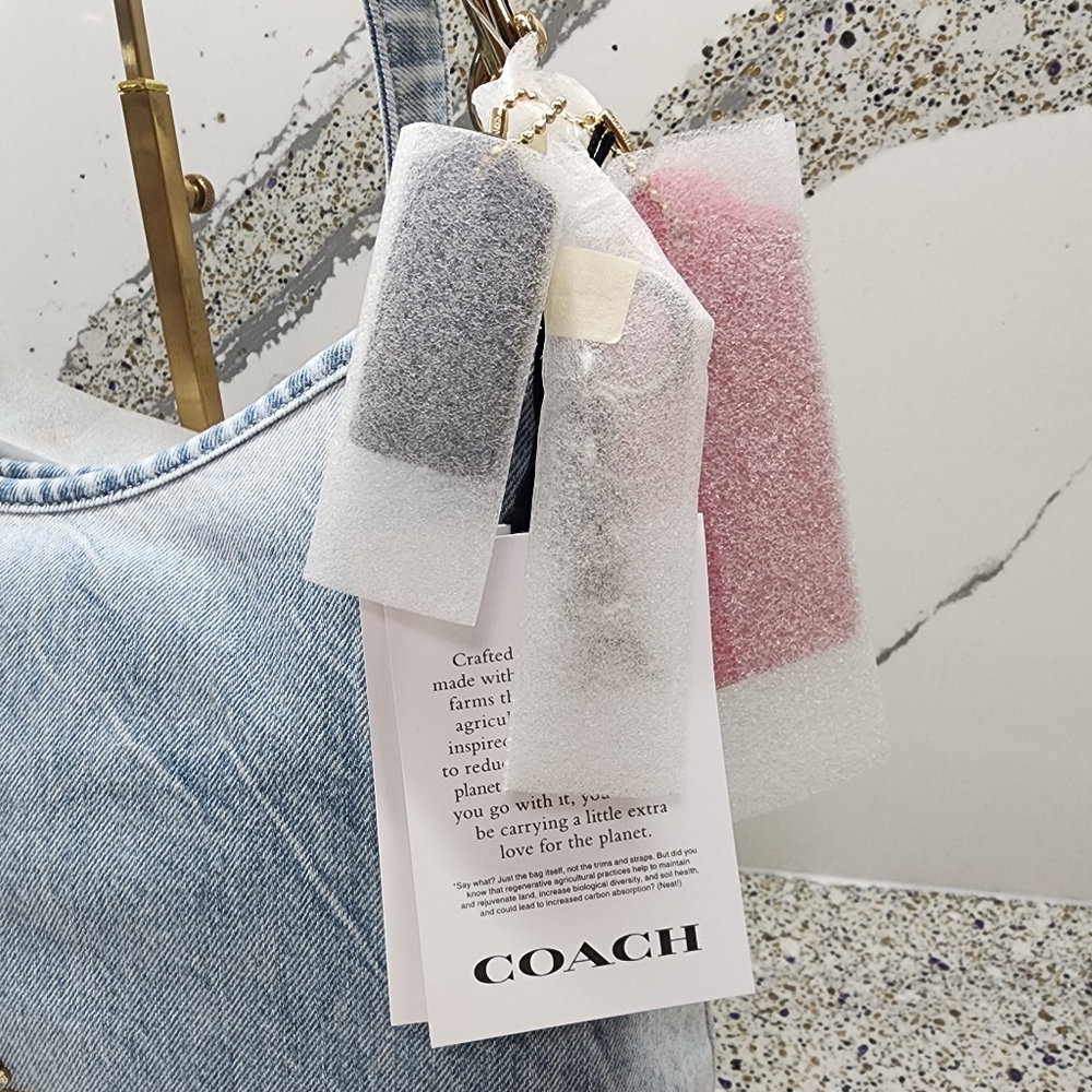 Coach Laurel Shoulder Bag in Loved Denim With Charms NWT - Picture 4 of 15